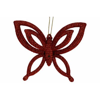 Hanger Butterfly Glitter Rot 10x2,5xh8,5cm Kunststoff