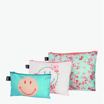 Zip Pockets Smiley - Blossom & Geometric Recycled - set 3 pcs