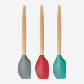 Dotz silicone spatula with beech wood handle red; grey or aqua blue 33cm