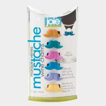 Joie set of 6 glass markers mustache