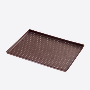 Lékué rectangular perforated pizza mat in silicone brown 40x30x0.2cm