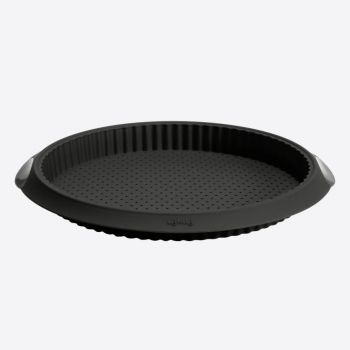 Lékué ribbed silicone tart/quiche pan with holes black Ø 28cm H 3.2cm