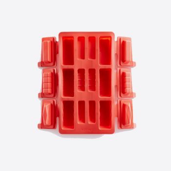 Lékué baking mold for 6 rectangular mini buches in silicone red 29x17x3.8