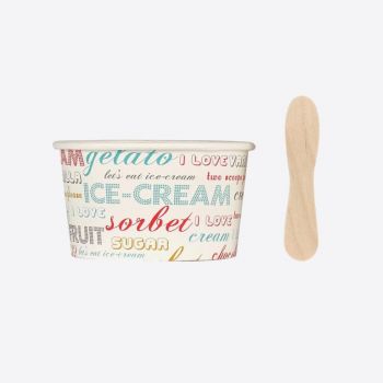 Point-Virgule set of 12 ice cream pots with wooden spoons Words