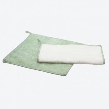 Point-Virgule set of 2 bamboo fiber cloths green and white 20x20cm