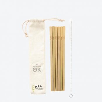 Point-Virgule set of 6 bamboo straws with cleaning brush and pouch 19.5cm