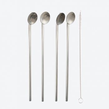 Point-Virgule set of 4 cocktail drinking spoons with cleaning brush 21.5cm