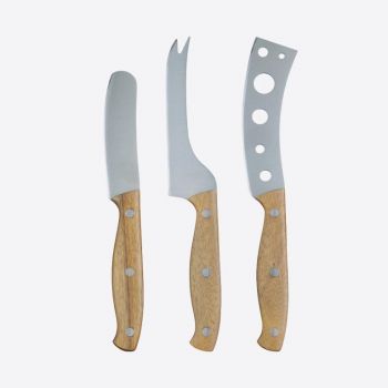 Point-Virgule 3-piece set of cheese knives with Acacia wood handle