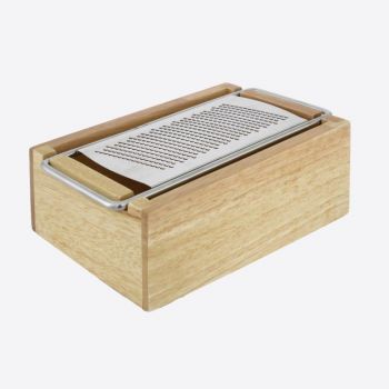 Point-Virgule non-slip stainless steel cheese grater with wooden container 18.2x1.8x7cm