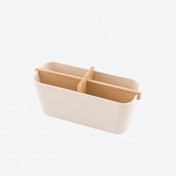 Point-Virgule bamboo fiber organizer with 4 compartments off-white 21x8x9.8cm