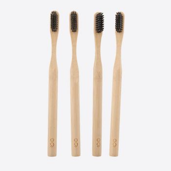 Point-Virgule set of 4 bamboo toothbrushes with charcoal bristle 19cm