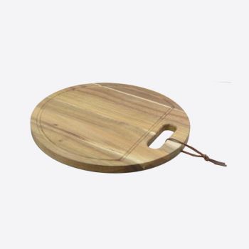 Point-Virgule acacia wood round serving board with handle and groove ø 30cm