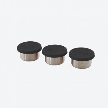 Point-Virgule set of 3 stainless steel storage boxes with silicone lid black 60ml