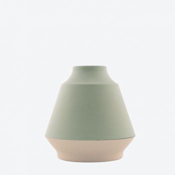 Point-Virgule bamboo fiber vase sage green and off-white ø 17.8cm H 18cm
