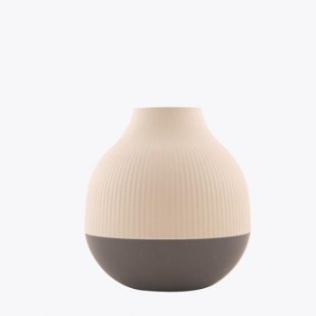 Point-Virgule bamboo fiber vase off-white and dark grey ø 18.1cm H 19cm