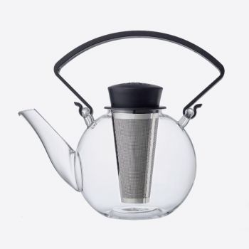 QDO glass teapot with clip handle Tea 4 U black 1L