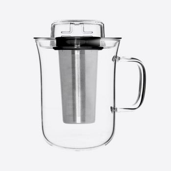 QDO Me Cup infuser with tea cup in glass black 400ml