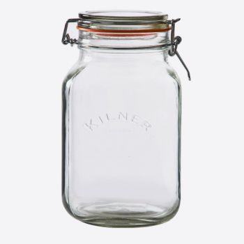 Kilner square glass clip top jar 2L