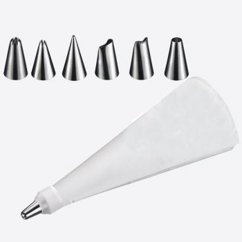 Westmark plastic icing bag white with 6 stainless steel nozzles 25cm