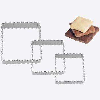Westmark set of 3 stainless steel cookie cutters ribbed square 4; 5 and 6cm