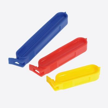 Westmark set of 10 plastic bag clips geel; red and blue 6; 8 and 10 cm