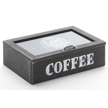 Cosy @ Home Kaffee Box Schwarz Holz 24x16xh7cm