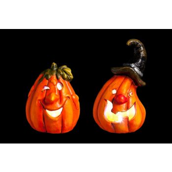 Cosy @ Home Pumpkin W Led Light Orange 2 Types 8x8x15cm
