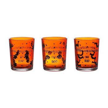 Cosy @ Home Teelichtglas Halloween 3 Types Orange