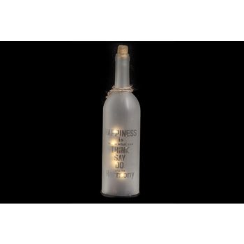Cosy @ Home Led Happiness Flasche Weissglas 7,5x29cm