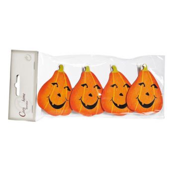 Cosy @ Home Clip Pumpkin Set4 Orange Wood 5x7cm