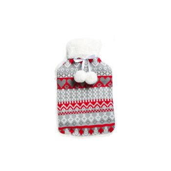 Cosy & Trendy Hot Water Bottle 2l Cover Red-grey 20x34