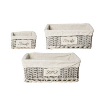 Cosy @ Home Baskets Willow Grey-white Rectangle S5