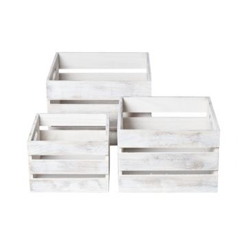 Cosy & Trendy Wooden Boxes Square Burned Grey Set3