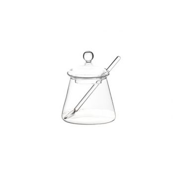 Cosy & Trendy Glass Pot With Spoon   D5.5xh10cm