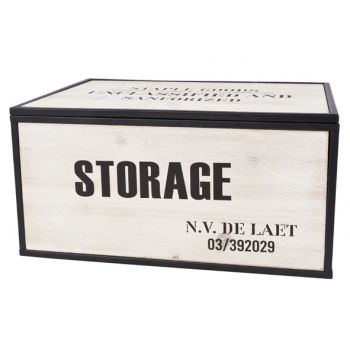 Cosy @ Home Storage Box Schwarz Holz 34x24xh18cm