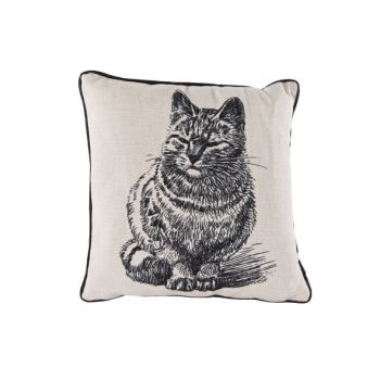 Cosy @ Home Cushion Linen Black Cat 34x34cm