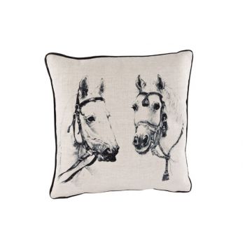 Cosy @ Home Cushion Linen Black Horses 34x34cm