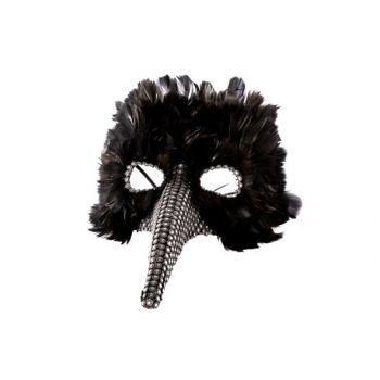Cosy @ Home Mask Feathers Dots Black Silv 21x31x16cm