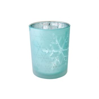 Cosy @ Home T-lighth Snowflakes Ice Blue D10x12cm