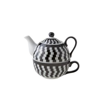 Cosy & Trendy Teapot With Cup D11.5xh14 Black-white
