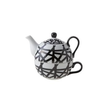 Cosy & Trendy Teapot With Cup D11.5xh14 Black-white