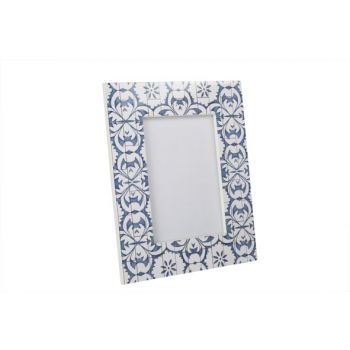 Cosy @ Home Photo Frame Delft Wood Wh Blue 18x1x22cm