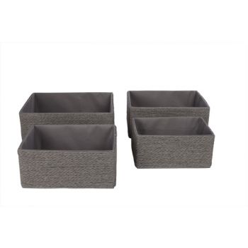 Cosy @ Home Summer Grey Baskets Set4 Rect