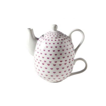 Cosy & Trendy Teapot With Cup D10.5xh115.5 Pink Hearts