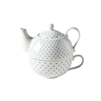 Cosy & Trendy Teapot With Cup D1xh12cm Blue Triangle