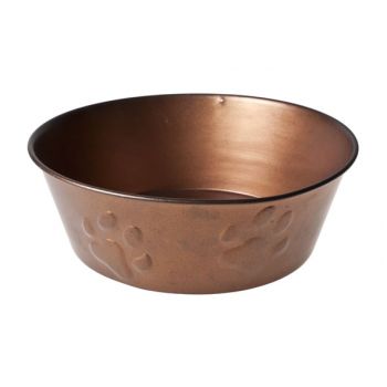 Cosy & Trendy Dogbowl Copper W Paw Embossing 23xh8cm