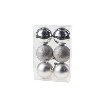 Cosy @ Home Ball Plastik Set6 Silber D8cm