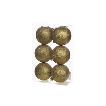 Cosy @ Home Ball Plastik Glitter Set6 Gold D8cm