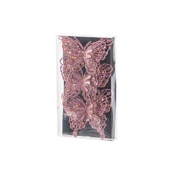 Cosy @ Home Clip Schmetterling Set3 Glitter Rosa 11x