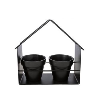 Cosy @ Home Decorack House X2 Pots D10-h9cm Schwarz
